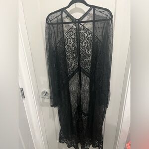 Forever 21+ Black Sheer Lace Cardigan